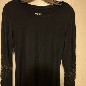 Black Jockey Pull Over Small Lace Long Sleeve Shirt